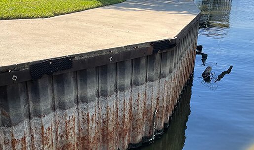 Seawall with rust
